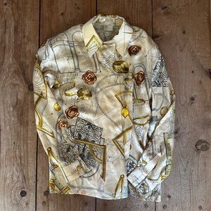 Escada Italian Silk Long Sleeve Vintage Blouse Size 34 Small